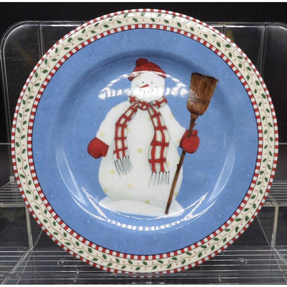 Sakura Debbie Mumm Snowman Stoneware Plate 8⅛" Dishwasher & Microwave Safe